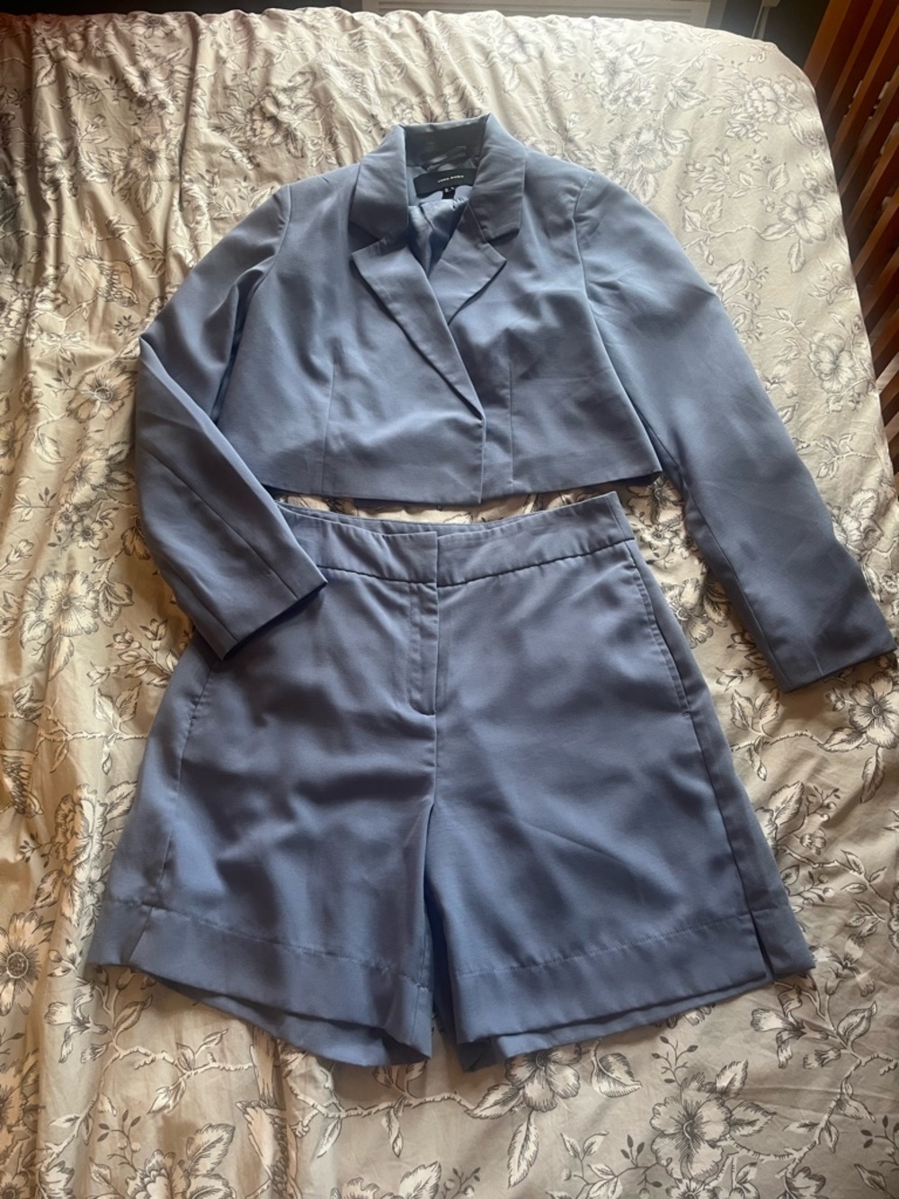 Vero Moda Dusty Blue Cropped Blazer and High-Waist Shorts Set